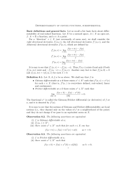 Differentiability of convex functions, subdifferential Basic definitions