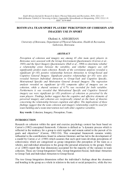 botswana team sport players` perception of cohesion and imagery