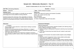 Sample Unit Year 12 Mathematics Standard 1