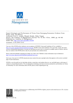 Export Strategies and Performance of Firms from Emerging Economies