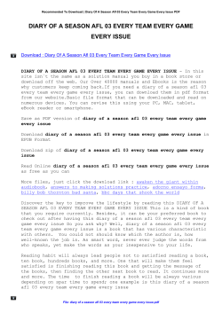 Diary Of A Season Afl 03 Every Team Every Game Every Issue