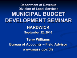 Hardwick Budget Development