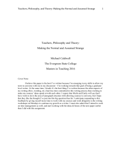 Teachers, Philosophy and Theory: Making the Normal and Assumed