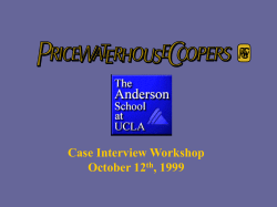 PricewaterhouseCoopers Case Interview Workshop