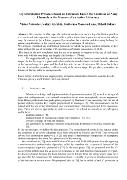 Key Distribution Protocols Based on Extractors Under condition of