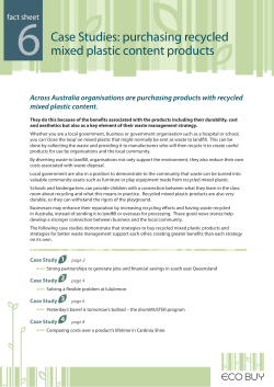 6 Case Studies: purchasing recycled mixed plastic - ECO-Buy