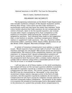 Optimal Sanctions in the WTO: The Case for Decoupling Alan O