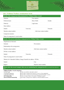 Details of young person being nominated for a William Wallace Award