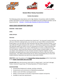 head coach description template - Kanata Minor Hockey Association