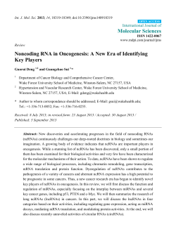 Noncoding RNA in Oncogenesis: A New Era of Identifying Key Players