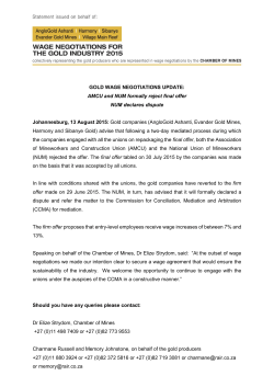 release - Gold Wage Negotiations