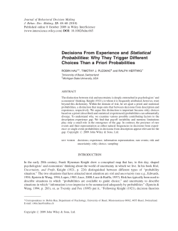 Decisions from experience and statistical probabilities: Why they