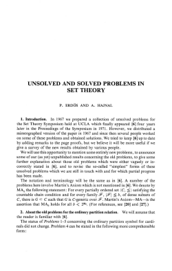 UNSOLVED AND SOLVED PROBLEMS IN SET THEORY