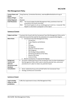 Risk Management Policy - The Methodist Church in Britain