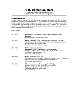 Prof. Domenico Moro - Politecnico di Milano