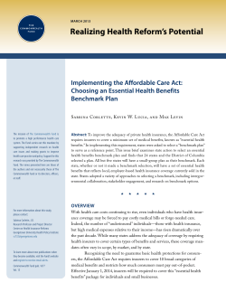 Choosing an Essential Health Benefits Benchmark