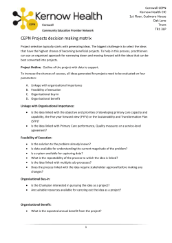 Project decision Making Matrix