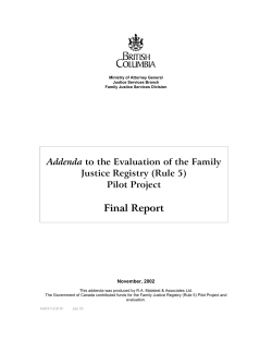 Addenda to the Evaluation of the Family Justice Registry (Rule 5