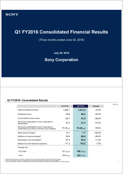 Q1 FY2016 Consolidated Financial Results