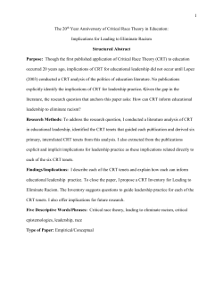 The 20th Year Anniversary of Critical Race Theory in Education