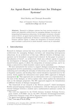 LNCS 4378 - An Agent-Based Architecture for Dialogue Systems