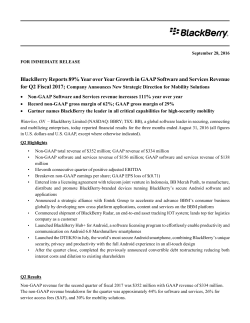 Q2 Fiscal 2017 Results Announcement