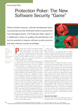 Protection Poker: The New Software Security &ldquo;Game&rdquo;