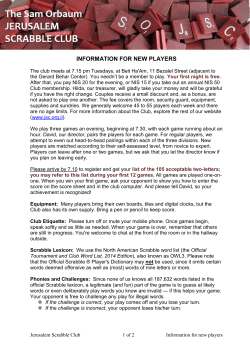 new players - Jerusalem Scrabble Club