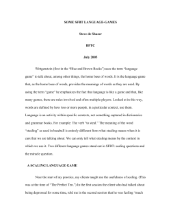 de shazer sfbt language games