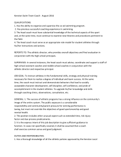 Kenston Swim Team Coach August 2016 QUALIFICATIONS: 1. Has