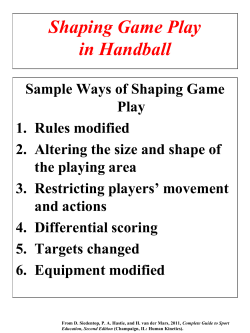 Student work cards for modified handball games - PE