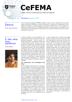 Editorial A step away from equilibrium