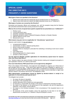 Special Leave FAQ - Policy and Procedure Register
