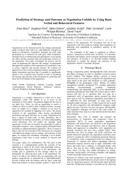 Prediction of Strategy and Outcome as Negotiation Unfolds by Using