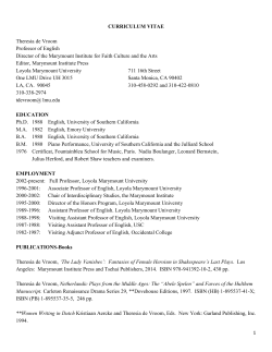CURRICULUM VITAE Theresia de Vroom Professor of English