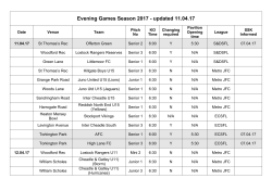Evening Games Season 2017