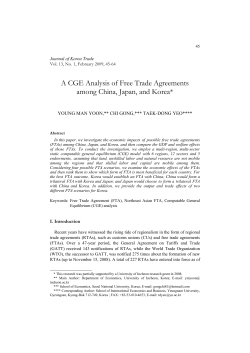 A CGE Analysis of Free Trade Agreements among China, Japan