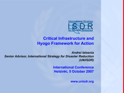 Critical Infrastructure and Hyogo Framework for Action