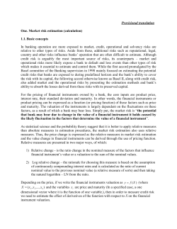 Guideline on the market risk estimation