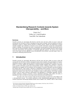Standardising Research Contexts towards System Interoperability