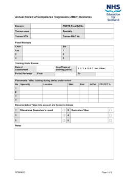 (ARCP) Outcomes - NHS Education for Scotland