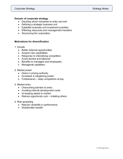 Notes 10 - Corporate Strategy