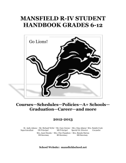2012 mansfield schools summer school handbook (grades 6-12)