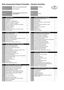 Risk Assessment Hazard Checklist * Student Activities