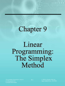 Final Simplex Tableau for the Flair Furniture Problem C j Solution