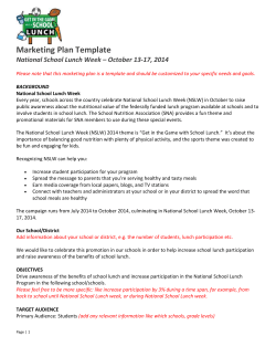 Marketing Plan Template - School Nutrition Association