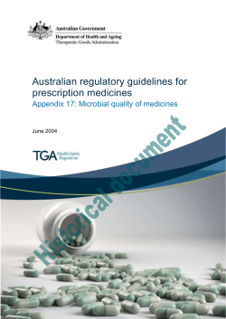 Microbial quality of medicines - Therapeutic Goods Administration