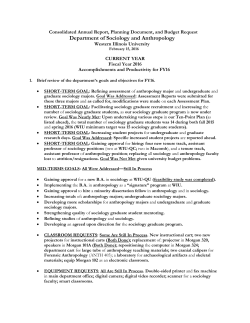 Department of Sociology and Anthropology FY16 Consolidated Report