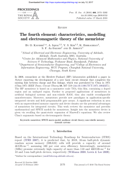 characteristics, modelling and electromagnetic theory of the memristor