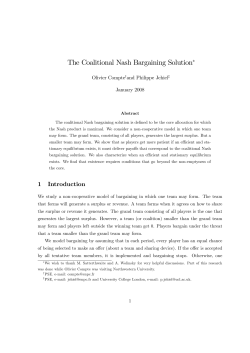 The Coalitional Nash Bargaining Solution&lowast;
